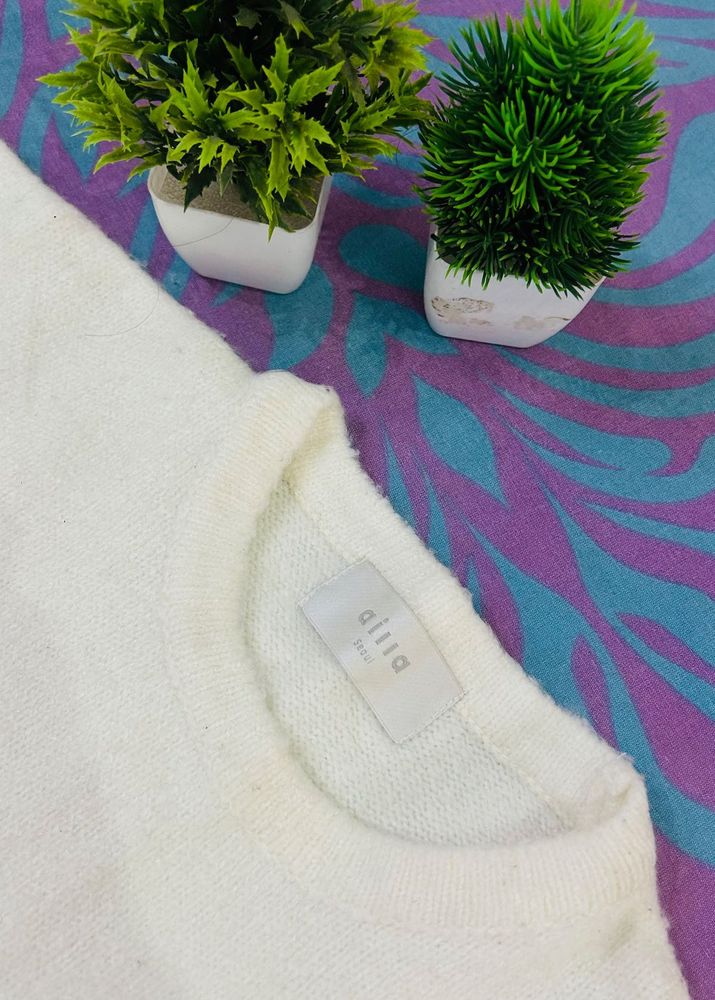 White Crop Sweater