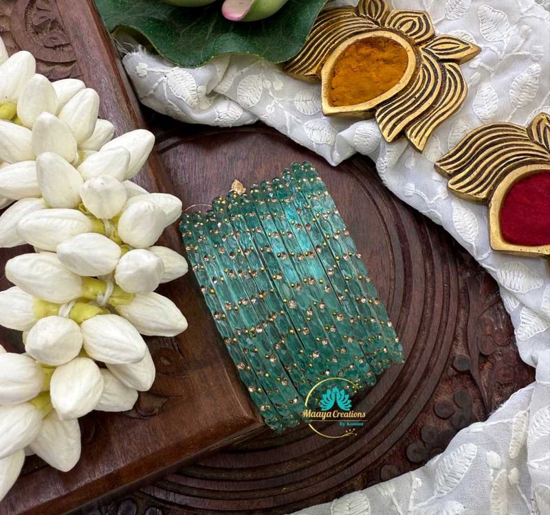 AQUA BLUE RAINDROP BANGLES