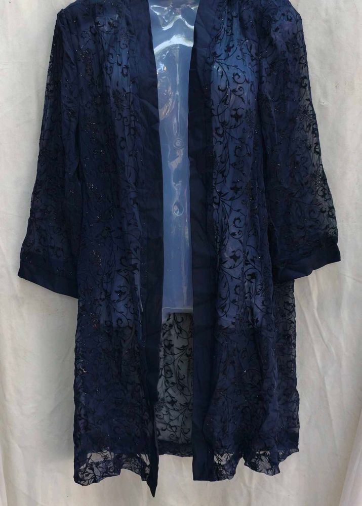9412. Navy Blue Lace Kimono Cardigan