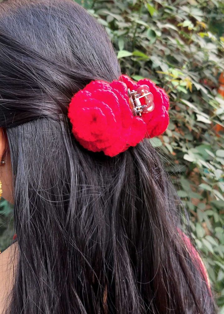Red Flower Hair Claw Clip