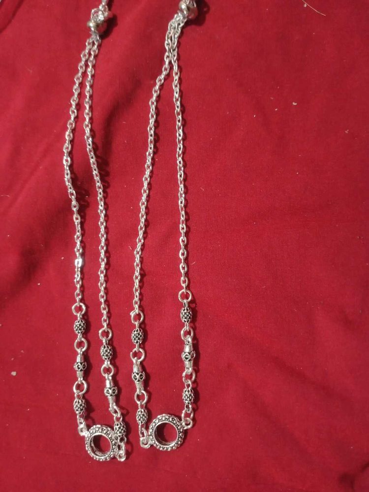 Silver Tone Charm Anklet