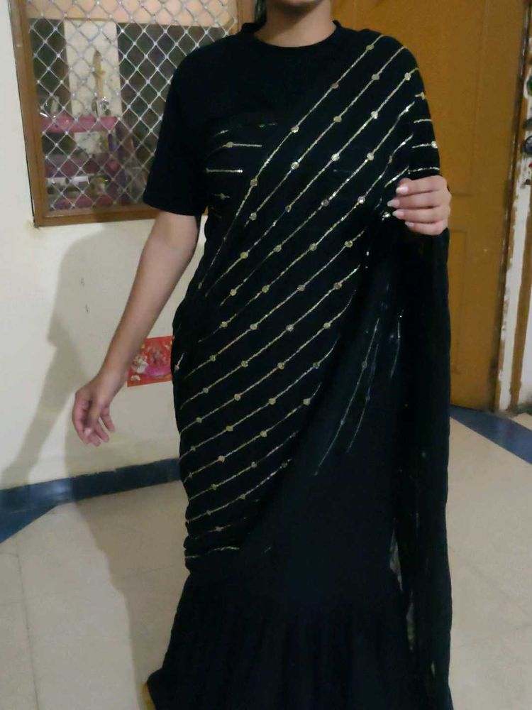 New Black Fishcut Designer Lehenga With Saree Styl