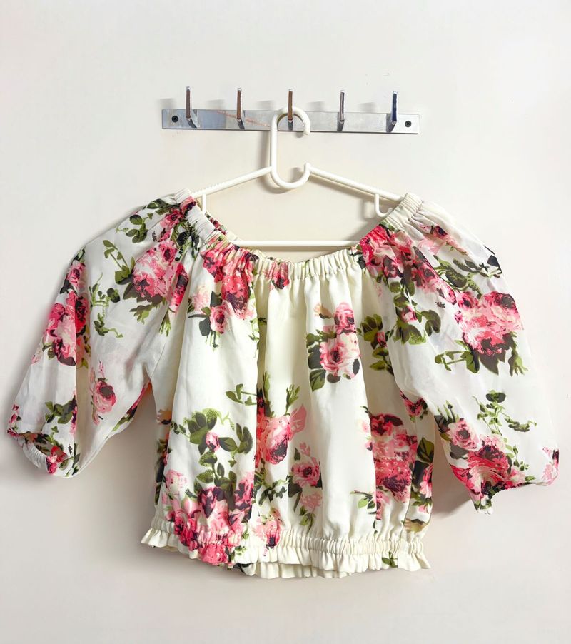 Hive91 Off-Shoulder Floral Crop Top | Size XXL