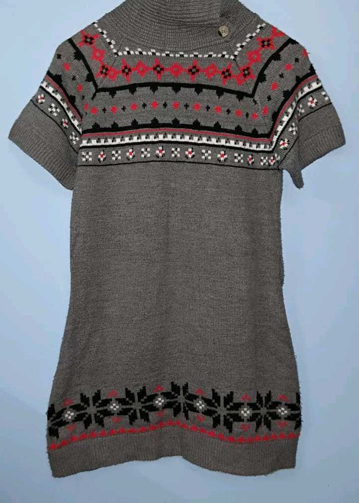 Gray Fair Isle Knit Dress