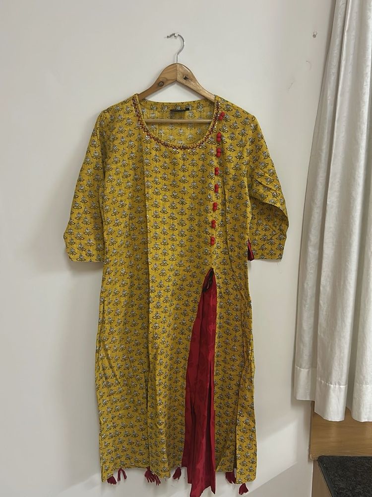 Yellow Printed Kurta