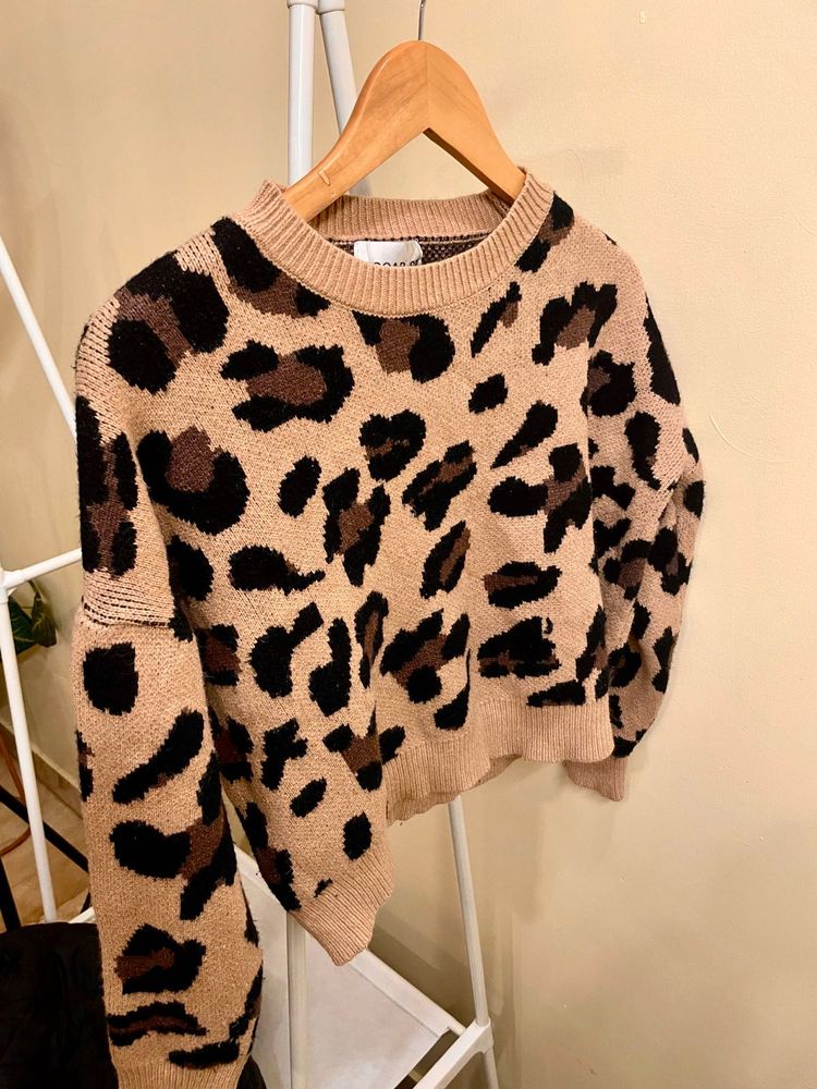 Leopard Print Knit Sweater (Imported)