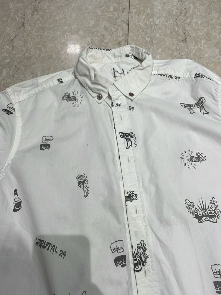 Patterned Button-Down Shirt