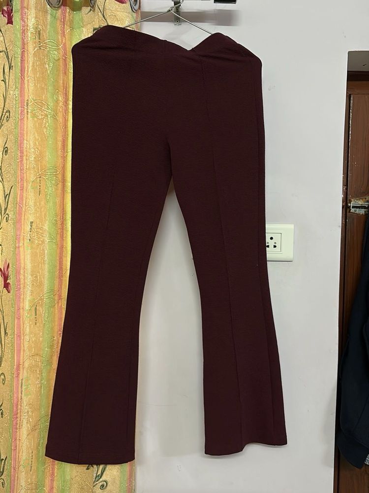 Burgundy Flared Leg Pants