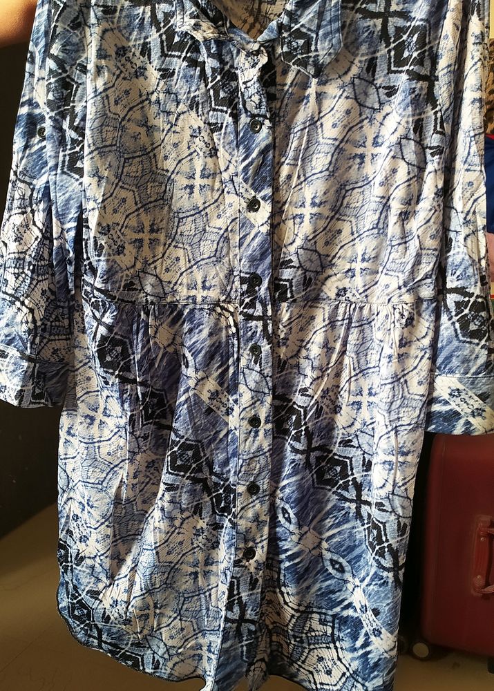 Trendy White And Blue Top