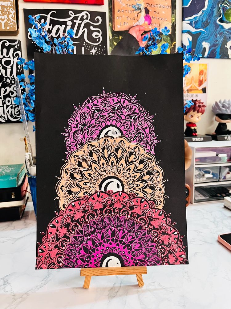 Tri-Color Mandala A4 Artwork