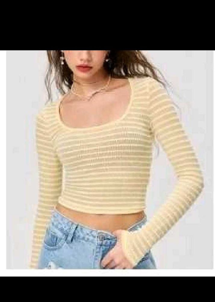 Striped Long Sleeve Crop Top