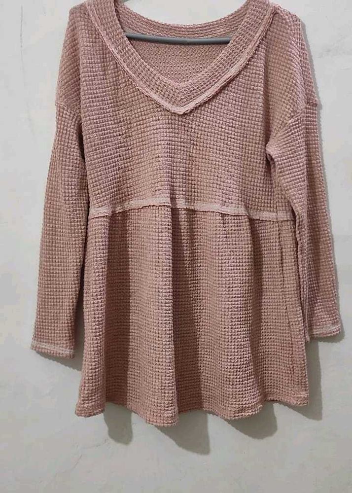Mauve Waffle Knit Top