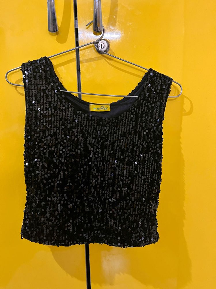 Sparkling Sequin Black Top