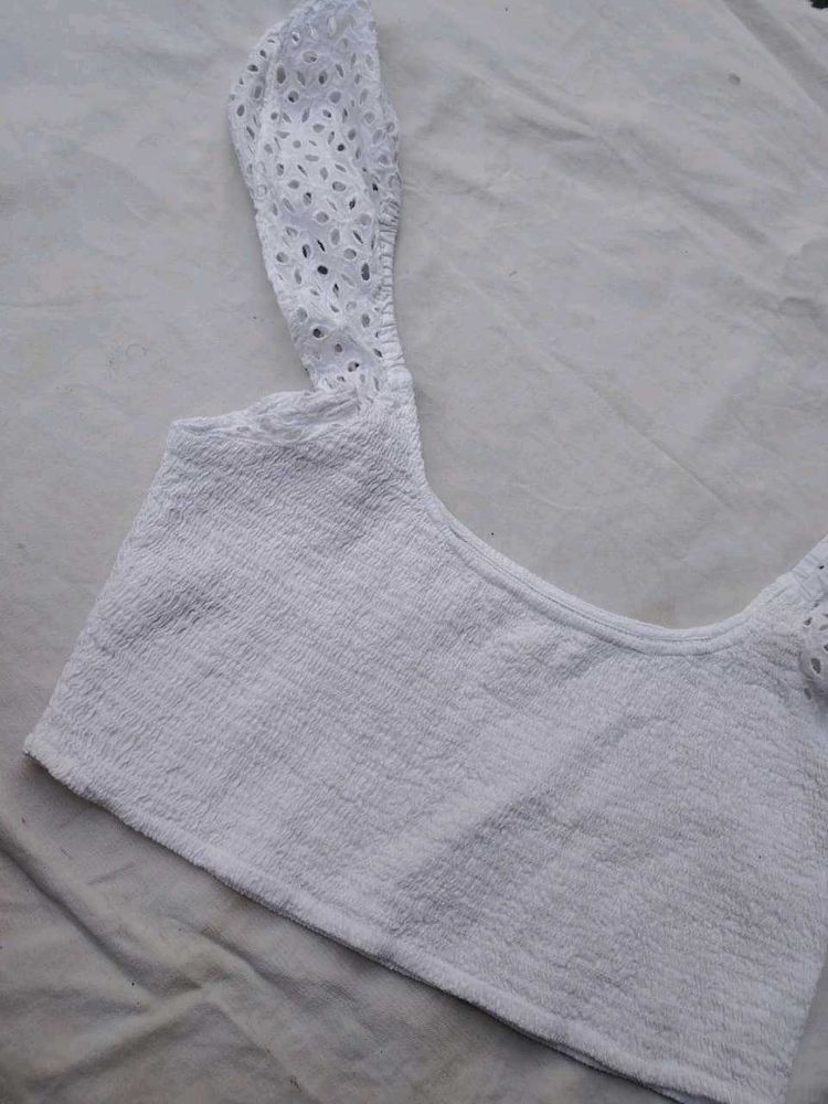White Eyelet Crop Top