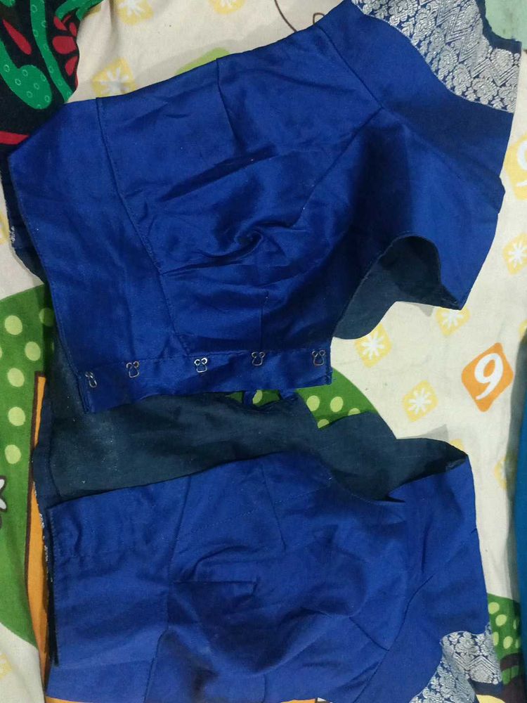 Elegant Blue Saree readymade Blouse