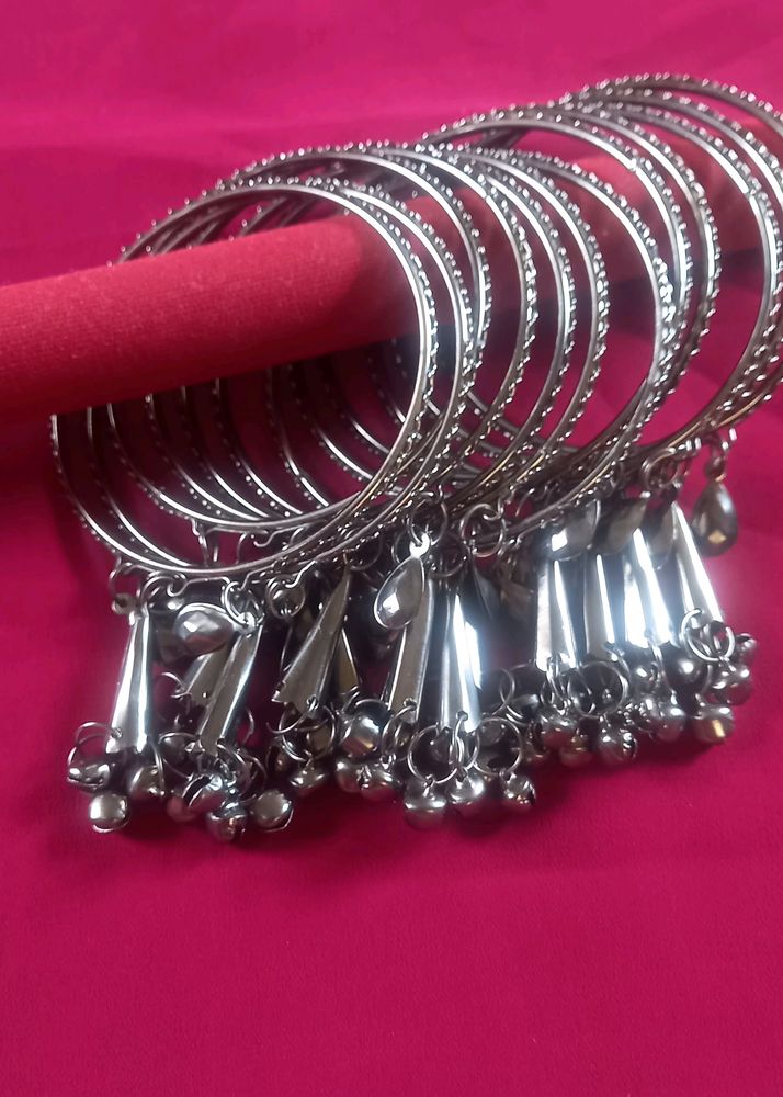 Black Metal Bangles 12 Piece Set