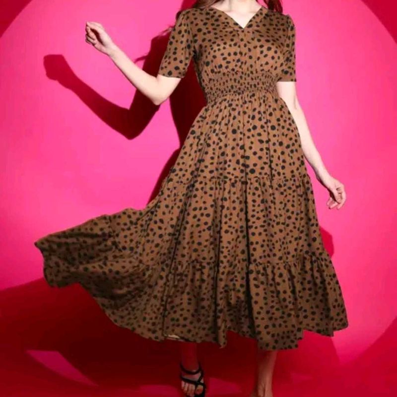 Chic Brown Polka Dot Dress