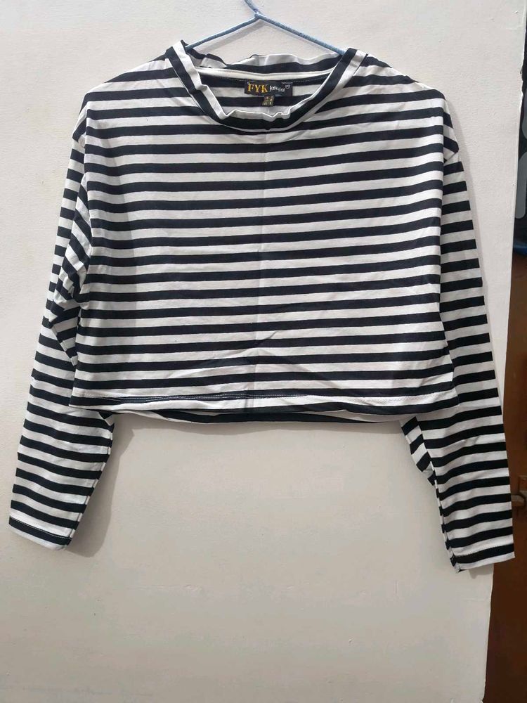 black and white striped top