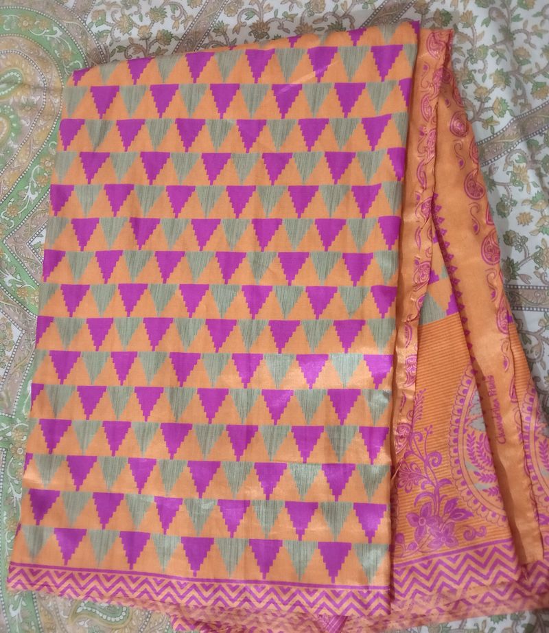 Bright Yellow Colour Beautiful Saree with a Small