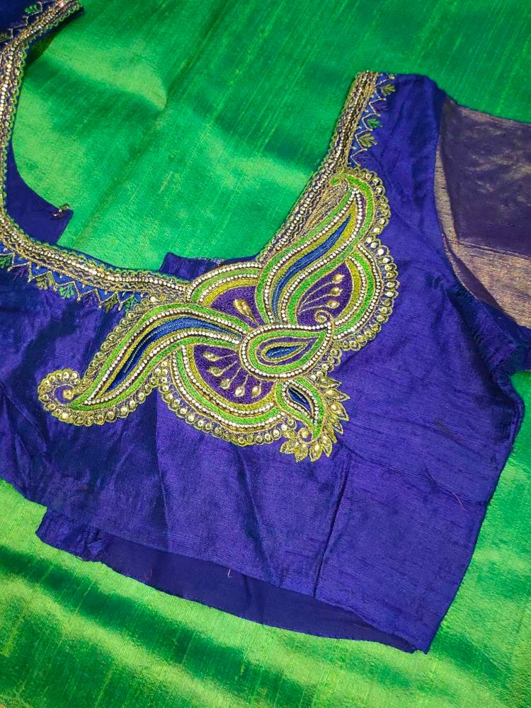 Beautiful Magham Work Saree With Blouse
