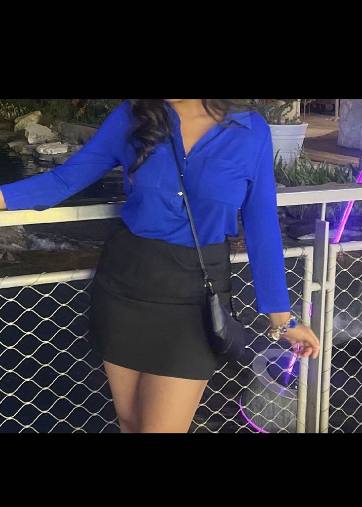 Royal Blue Button-Down Top Savna/Zara/ Newme