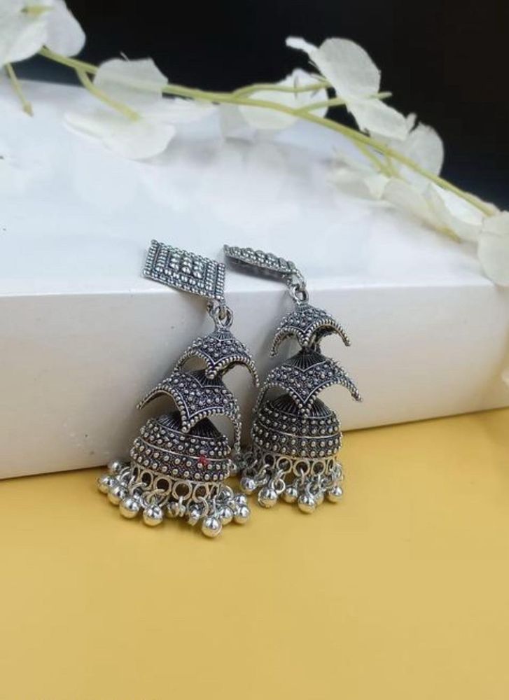 Oxidized Jhumka Earrings