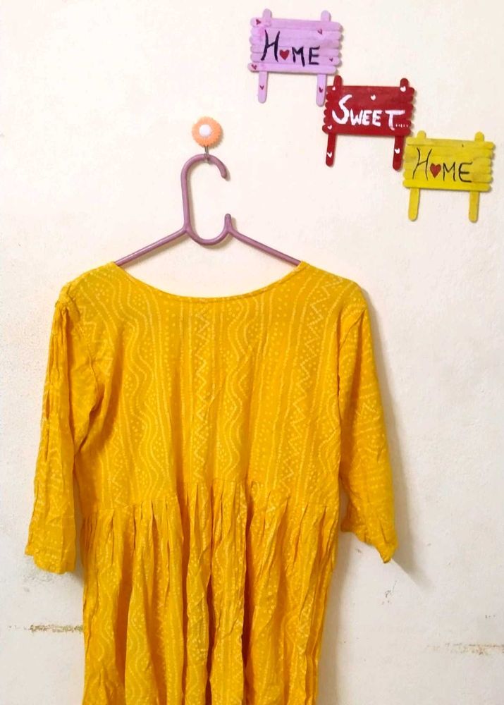 Yellow Printed Kurta