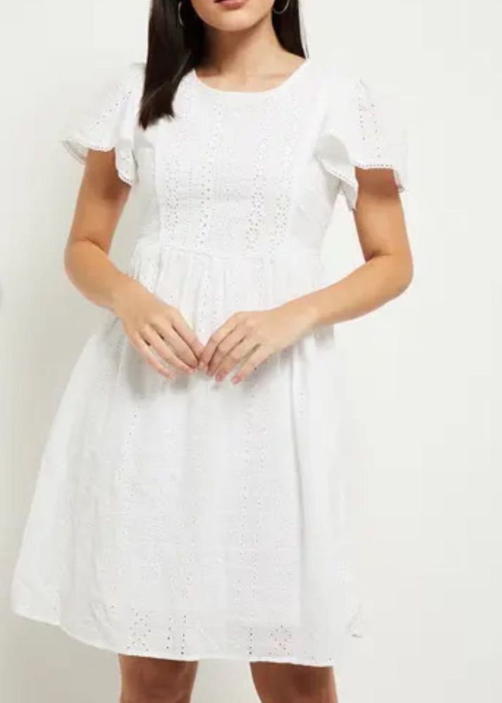 White Schiffli Dress