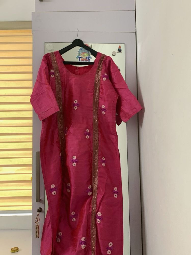 Pink Embroidered Kurta
