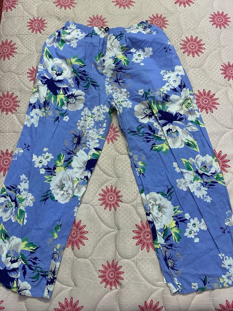 Blue Colour Floral Plazzo