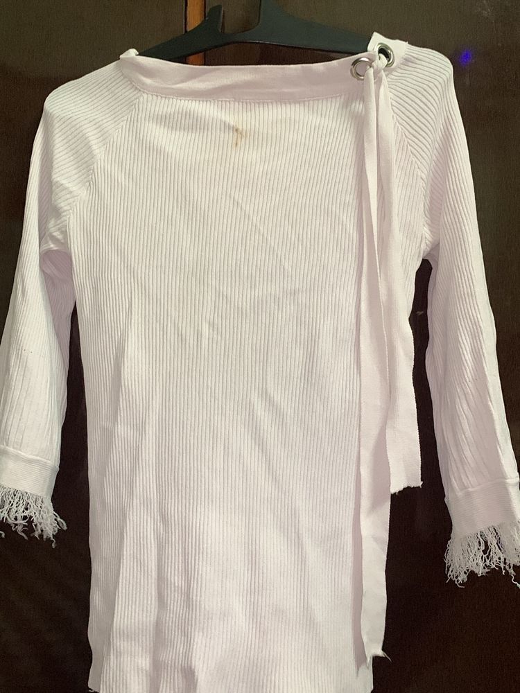 Korean Style White Top For Women
