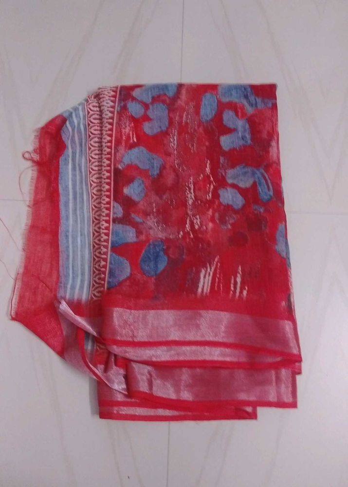 Red Floral Saree,wore once