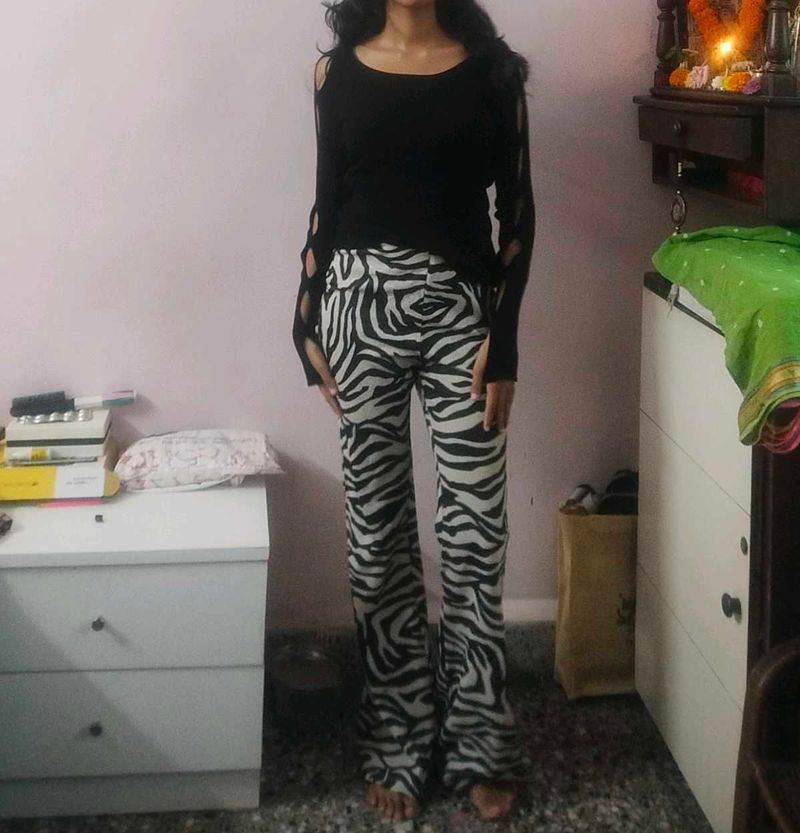 H&amp;M Bootcut Zebra Print Pants
