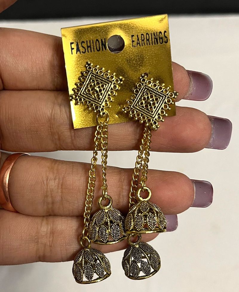 Golden Jhumka Earrings