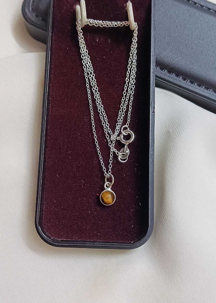 Original Silver Dainty Necklace With Tiger Eye