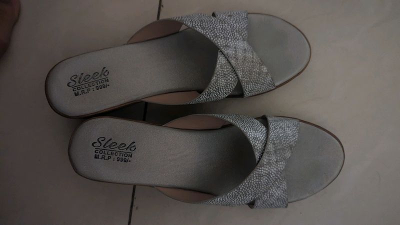 Size 39 Party Wear Silver Sandle