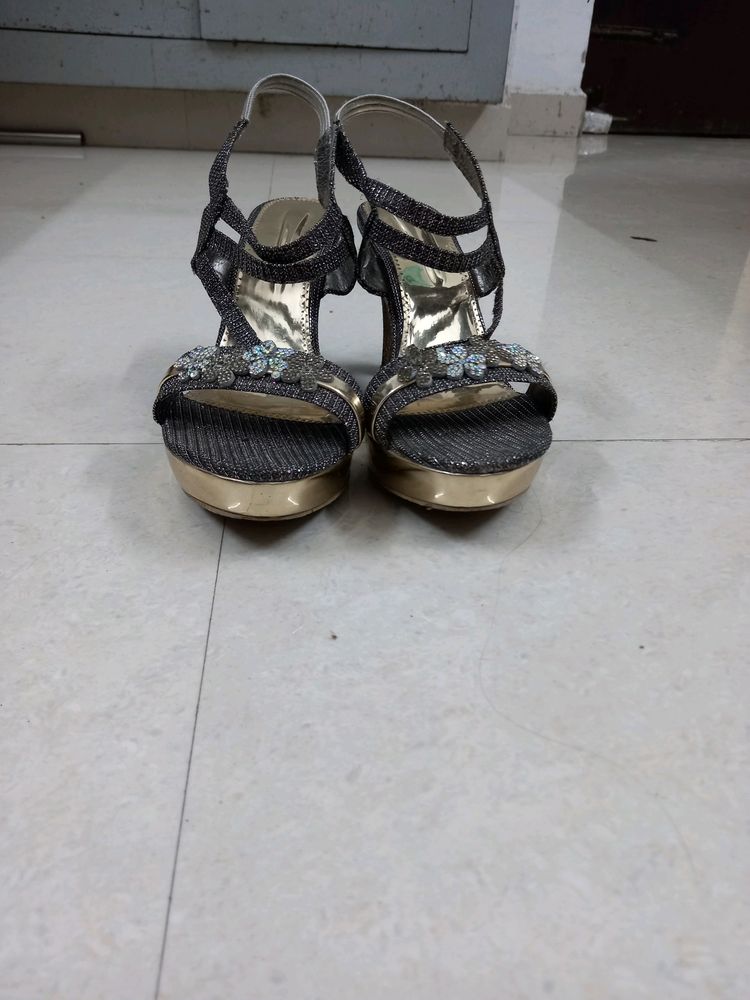 Party Wear Grey Pencil Heels...used Once Only