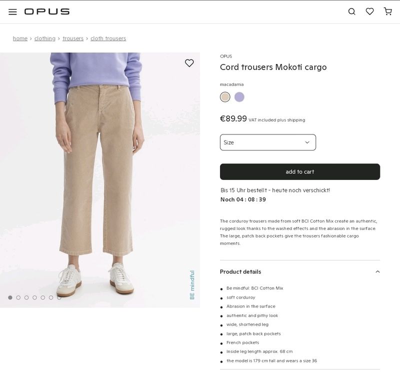 Opus Corduroy Beige Trouser