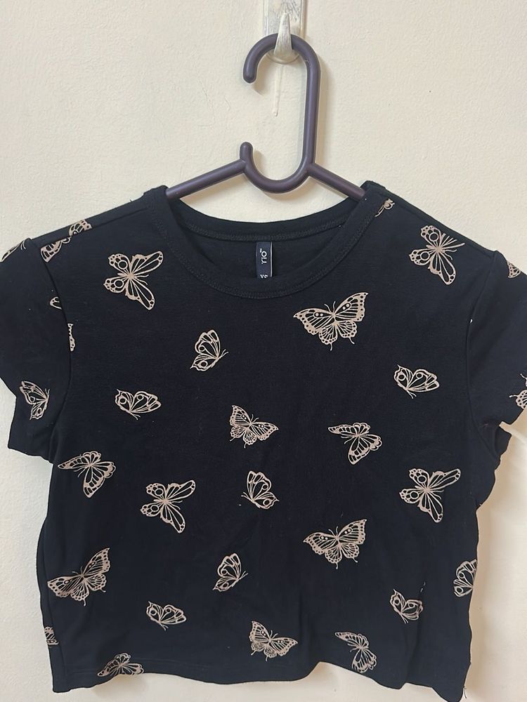 Butterfly Print Crop Top