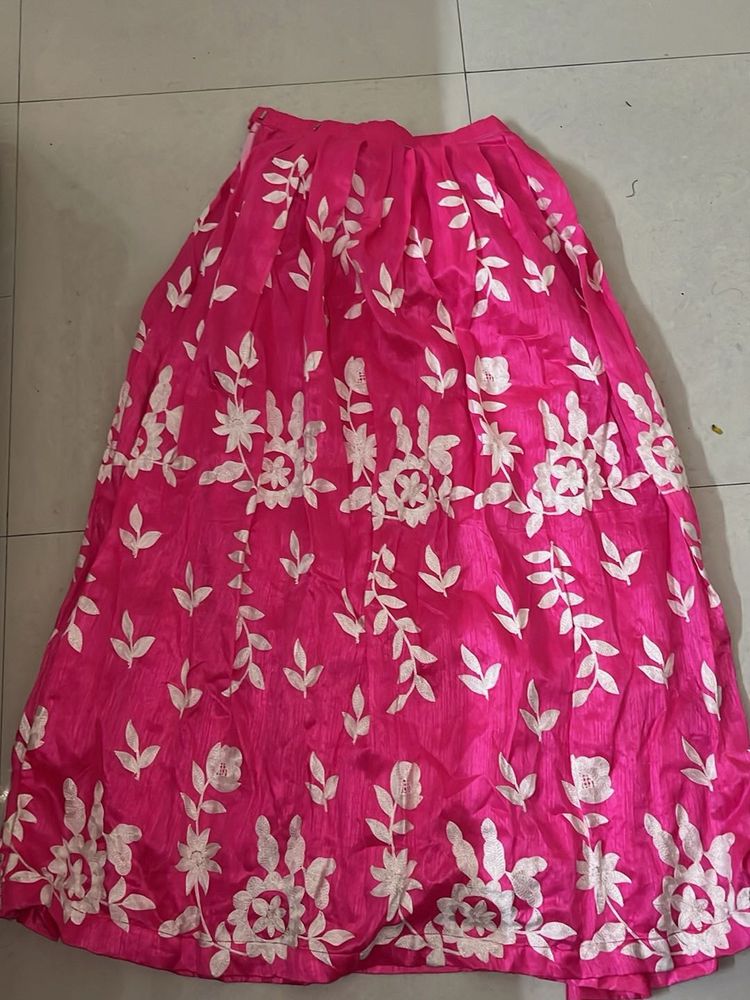 Pink Embroidered Ethnic Skirt