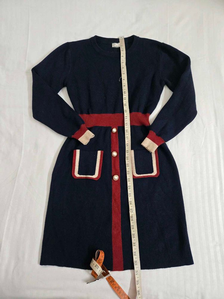 Retro Style Navy Knit Dress bust 34/36