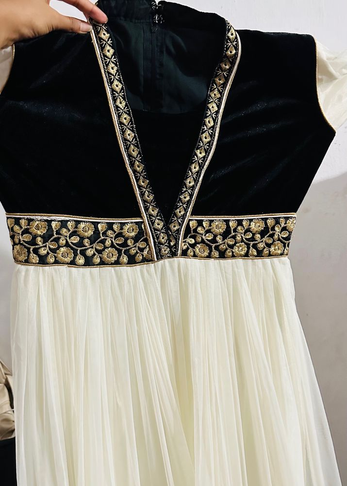 B/W Net Long Frock