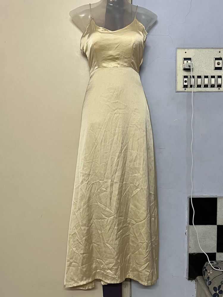 Champagne Satin Slip Dress