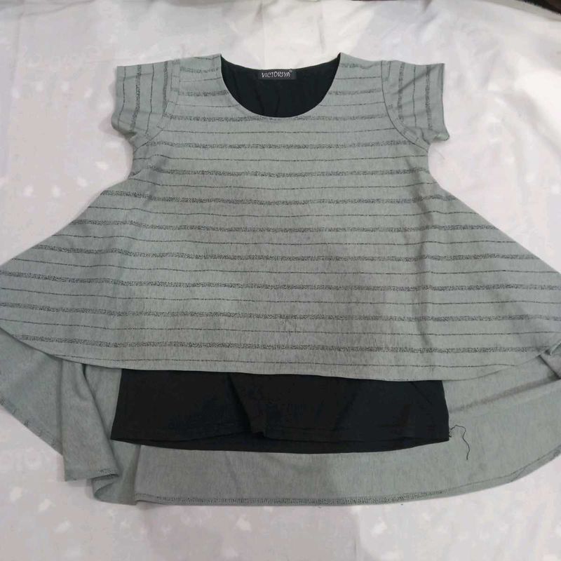 Striped High-Low Top