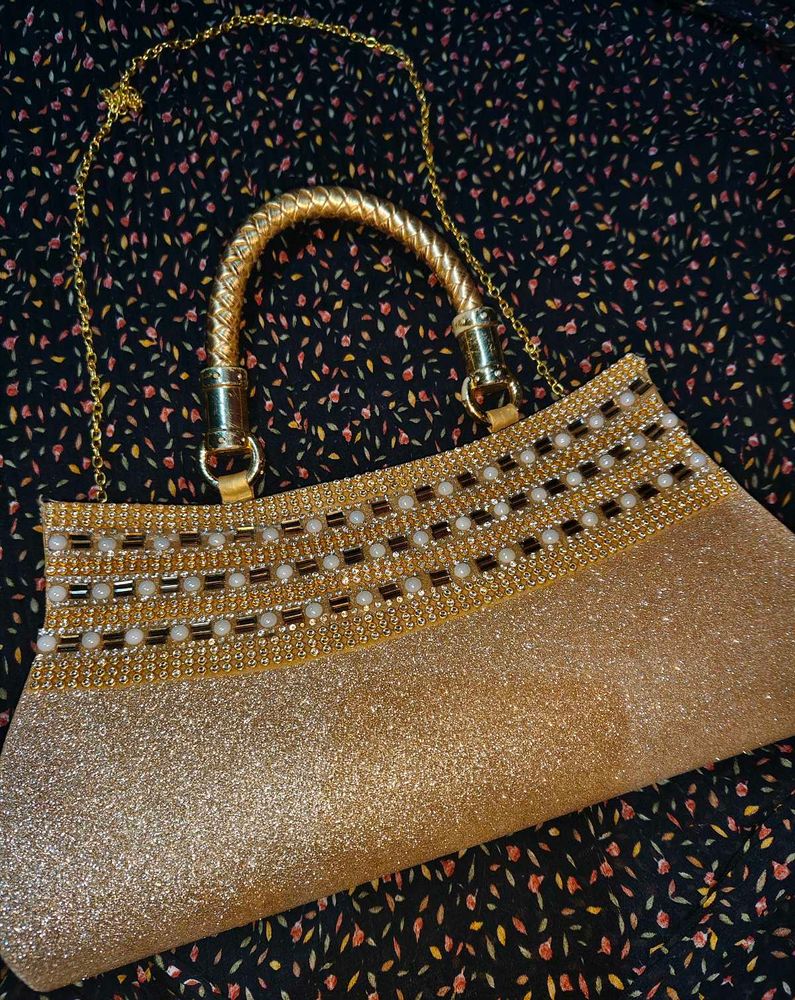 Glamorous Gold Beaded Evening Bag