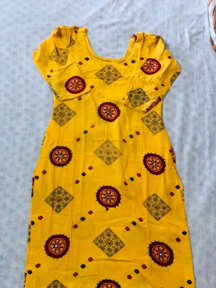Yellow Printed Kurta set