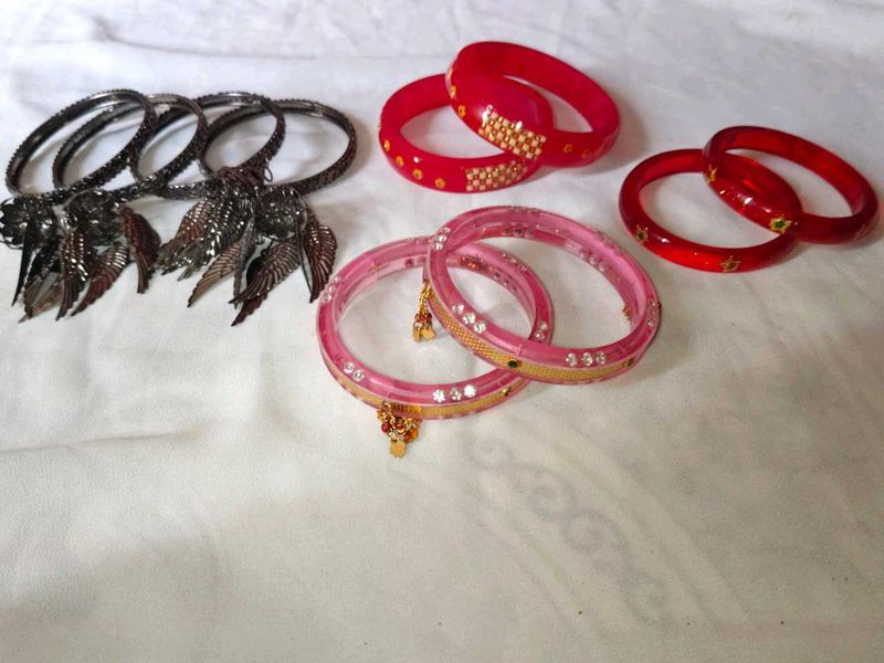 Bangle Oxidised And Plastic Pack Of 4 Set