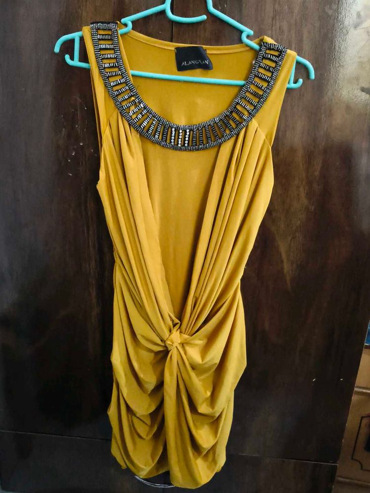 Mustard Yellow Embellished Dress