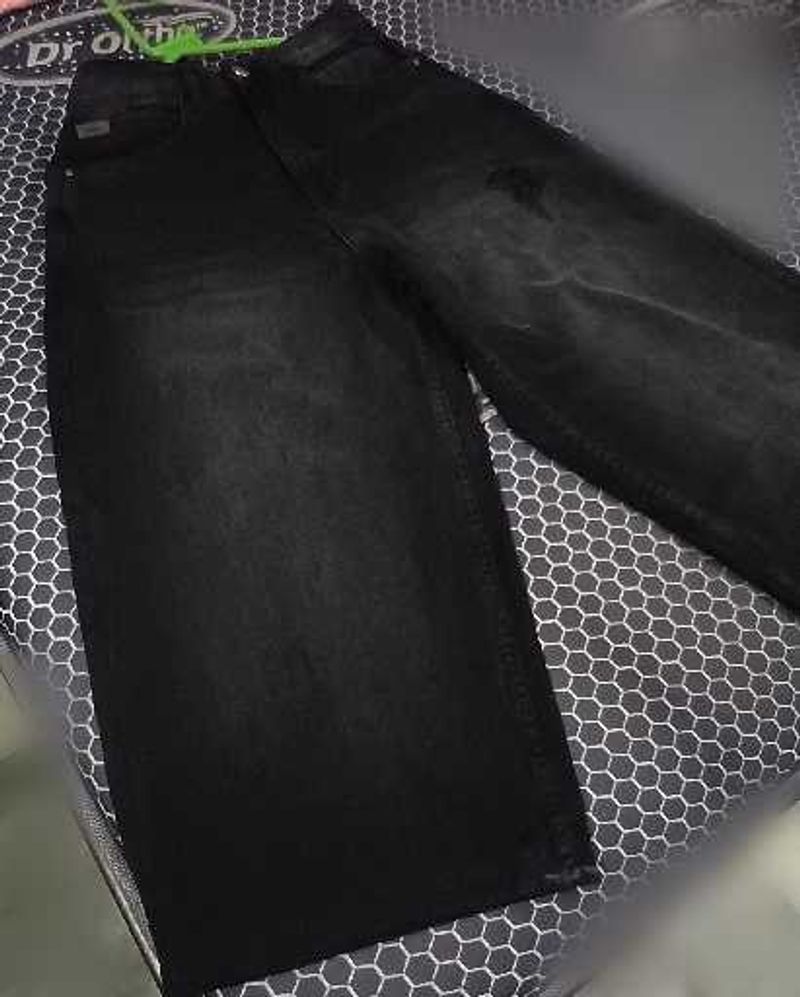 Black Denim Wide Leg Jeans