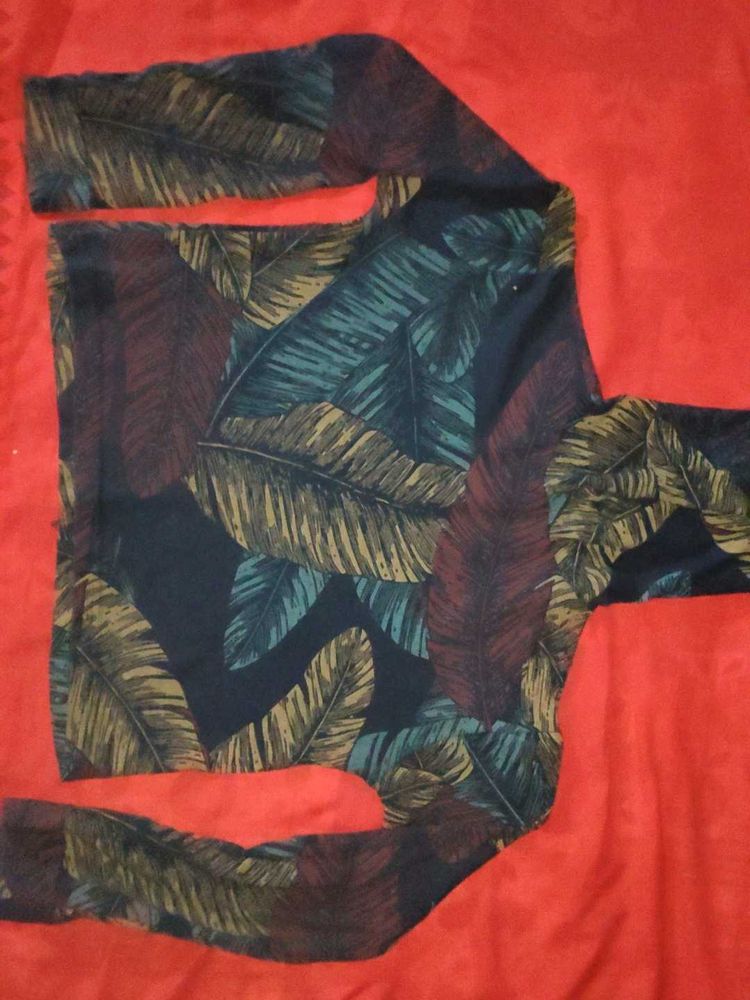 Leaf Print Long Sleeve Top